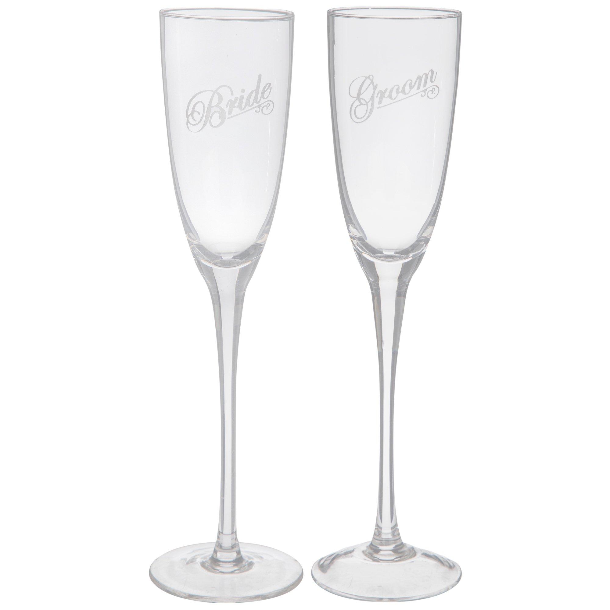 Gold Wedding Toasting Glasses for Bride and Groom, 35th