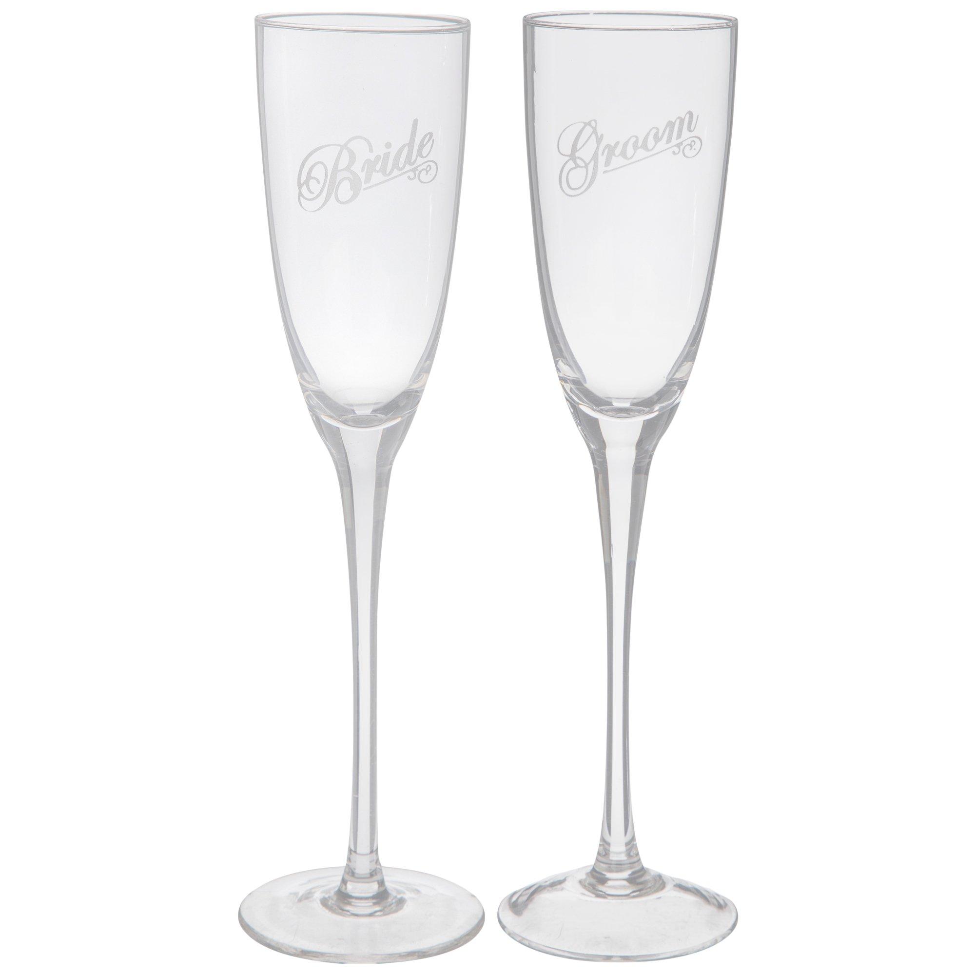 Bride & Groom Etched Toasting Glasses Hobby Lobby 284687