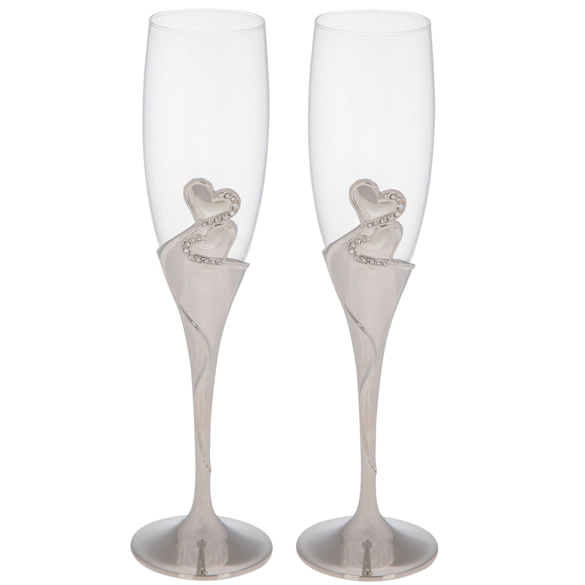 Silver Double Heart Toasting Glasses Hobby Lobby 284950