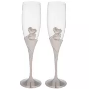 Silver Double Heart Toasting Glasses