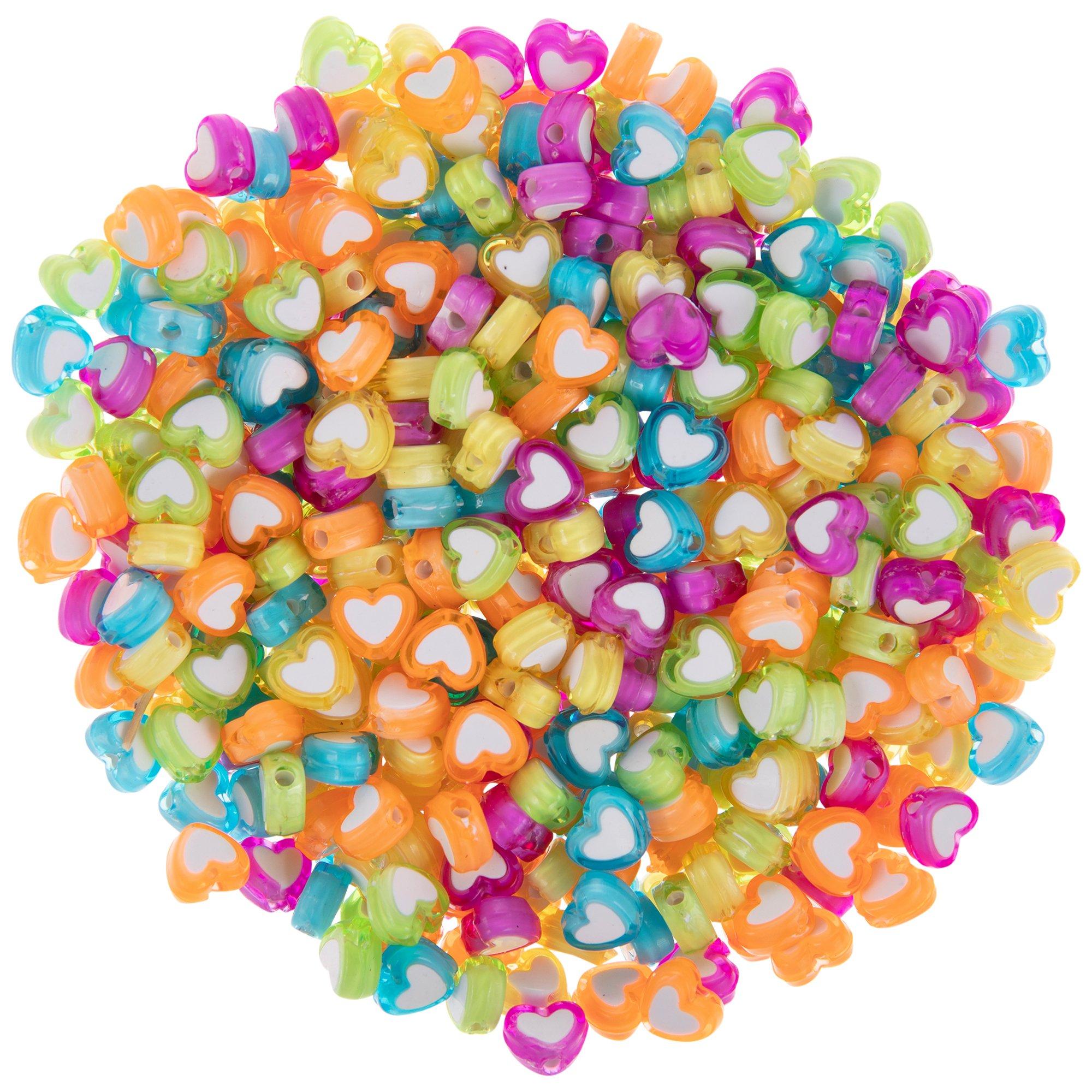 Acrylic Heart Beads in Iridescent Colour
