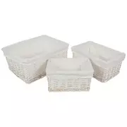 White Liner Willow Basket Set