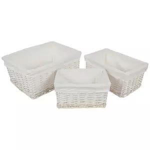 White Liner Willow Basket Set