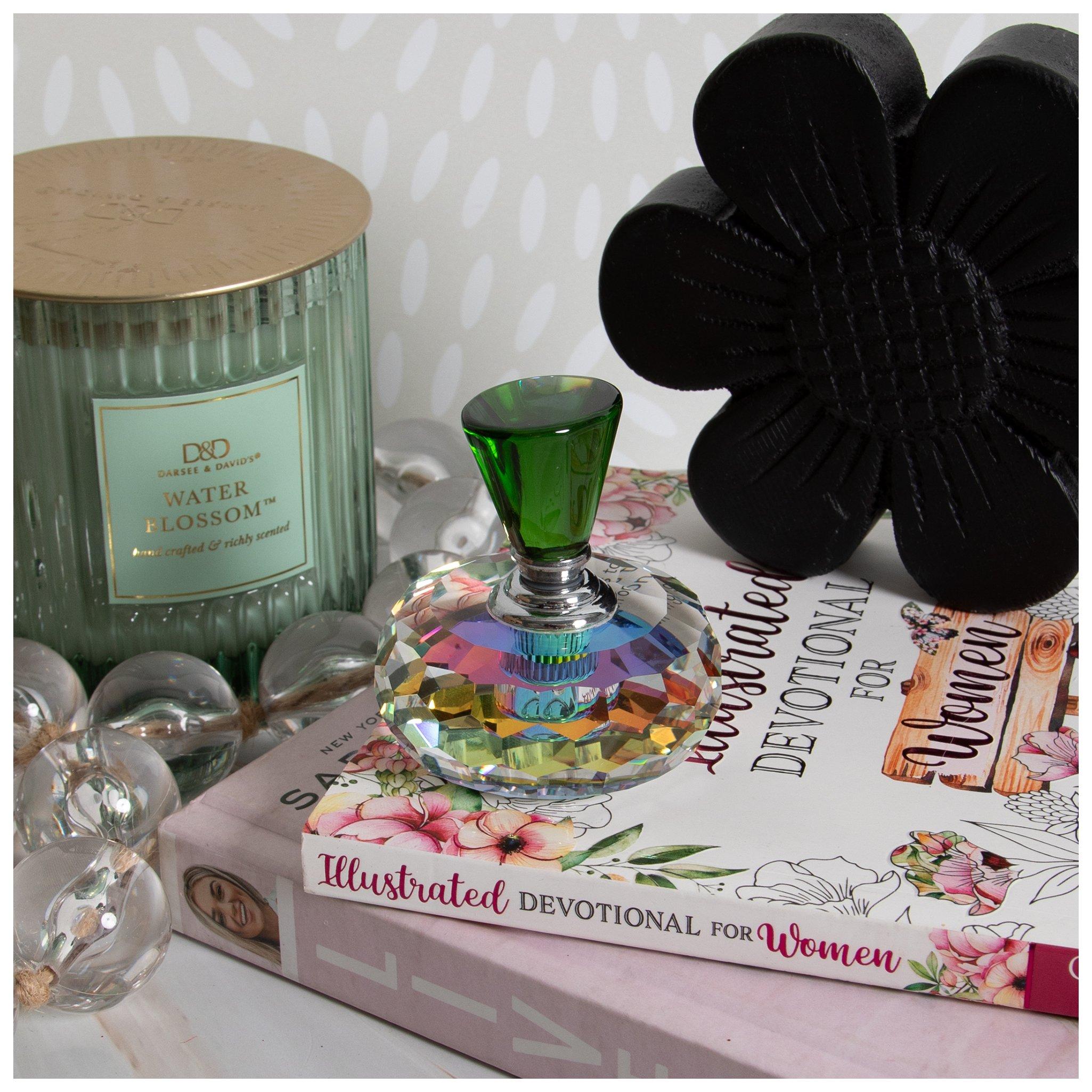 Green Faceted Glass Perfume Bottle view 1