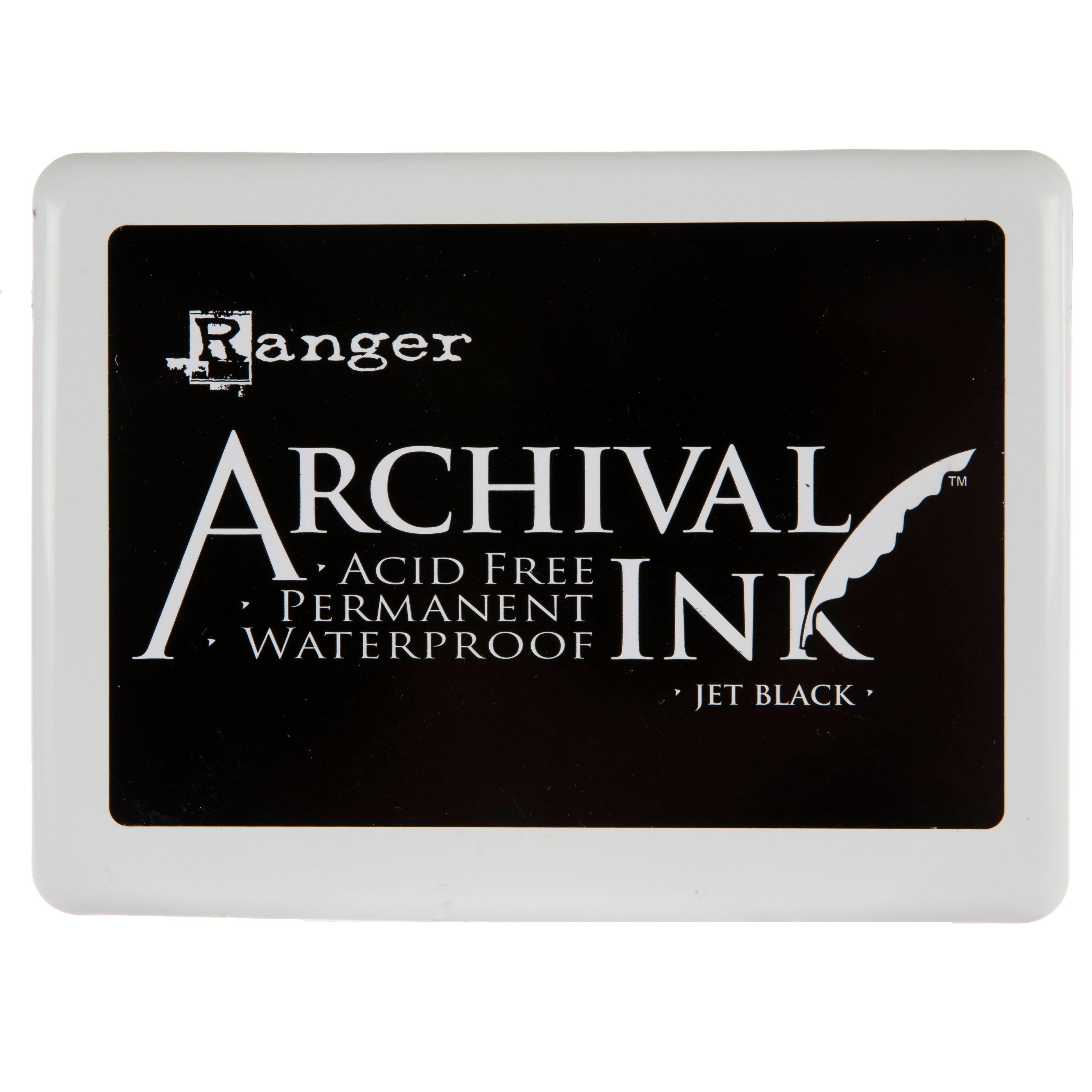 Ranger Archival Jet Black Permanent Dye Ink Stamp Pad & Re-Inker Refill
