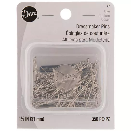 #20 Straight Stainless Steel Dressmaker Pins and Pin Holder