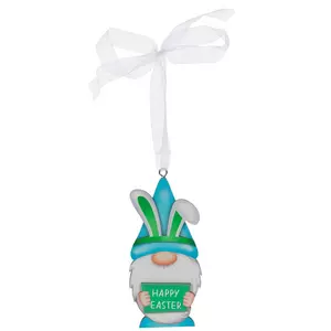 Happy Easter Gnome Wood Ornament