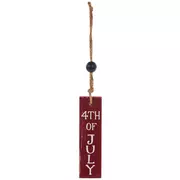 Red 4th Of July Wood Ornament