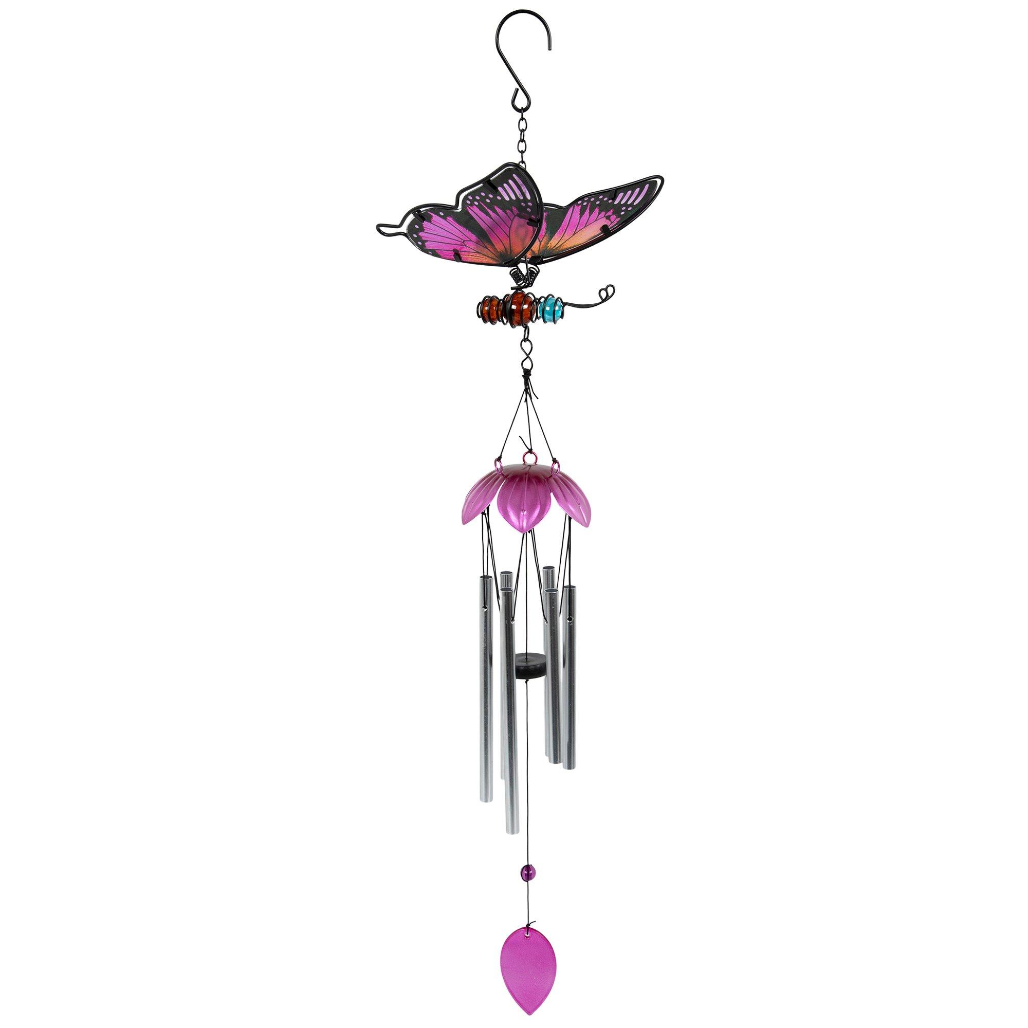 Butterfly &amp; Flower Metal Wind Chime