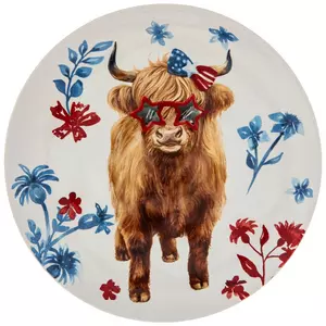 Patriotic Bow & Sunglasses Cow Plate