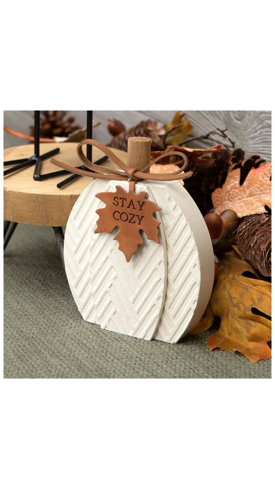 Stay Cozy Textured Wood Pumpkin | Hobby Lobby | 306042022