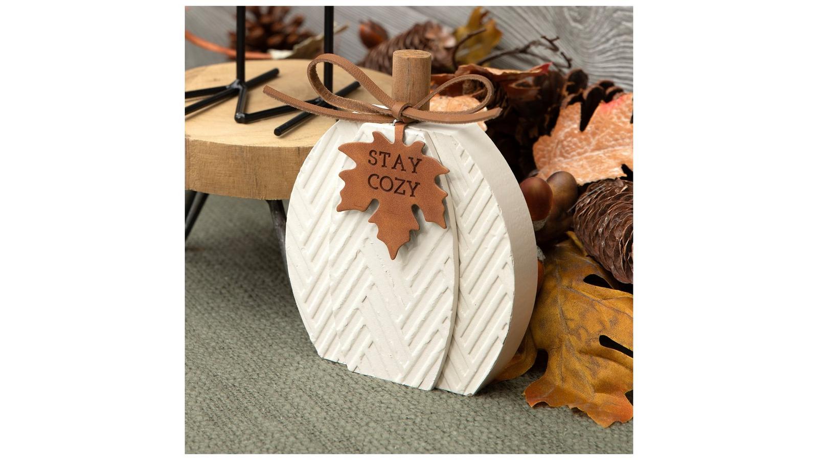 Stay Cozy Textured Wood Pumpkin | Hobby Lobby | 306042022