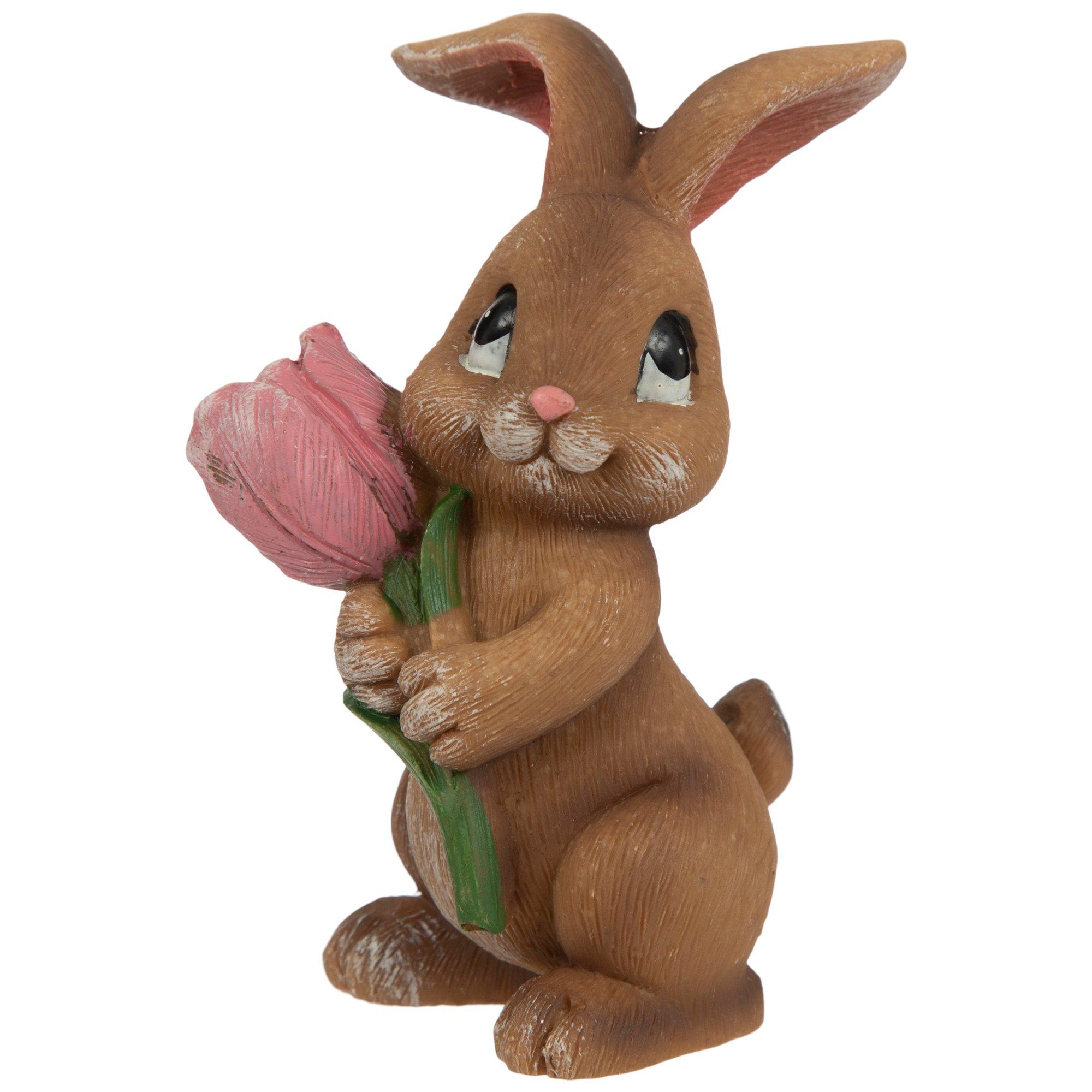 Brown Bunny With Tulip Figurine | Hobby Lobby | 306291512