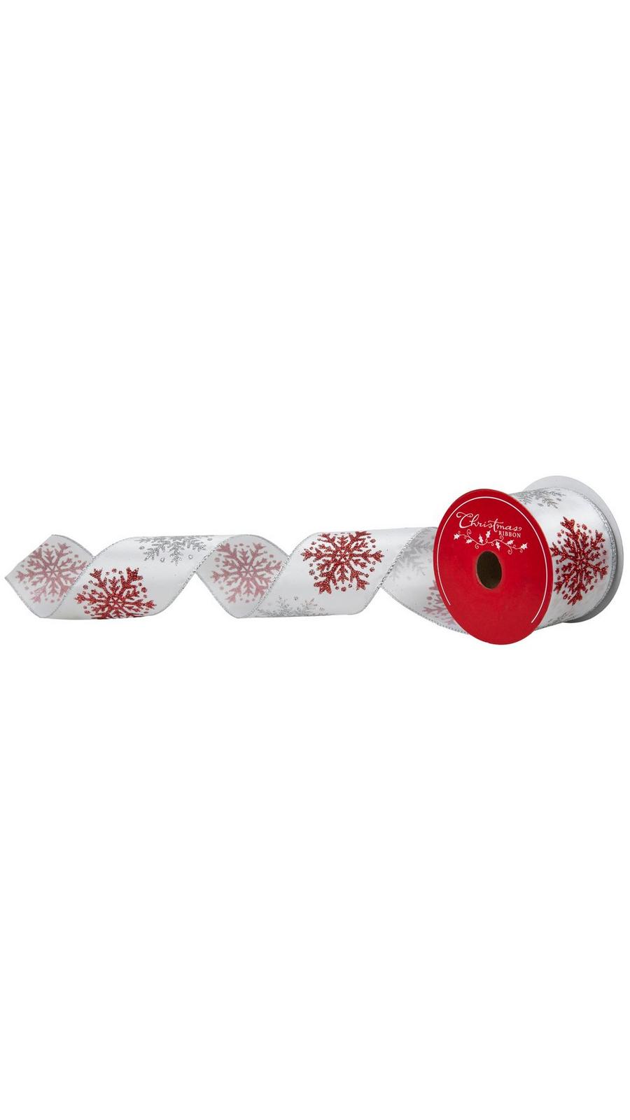 【未開封】【未使用】ROBOKOBO ストラップ　merry Christmas Red & Silver Glitter Snowflakes Wired Edge Ribbon | Hobby