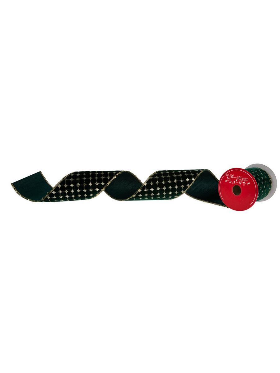 Green & Gold Harlequin Wired Edge Ribbon - 4