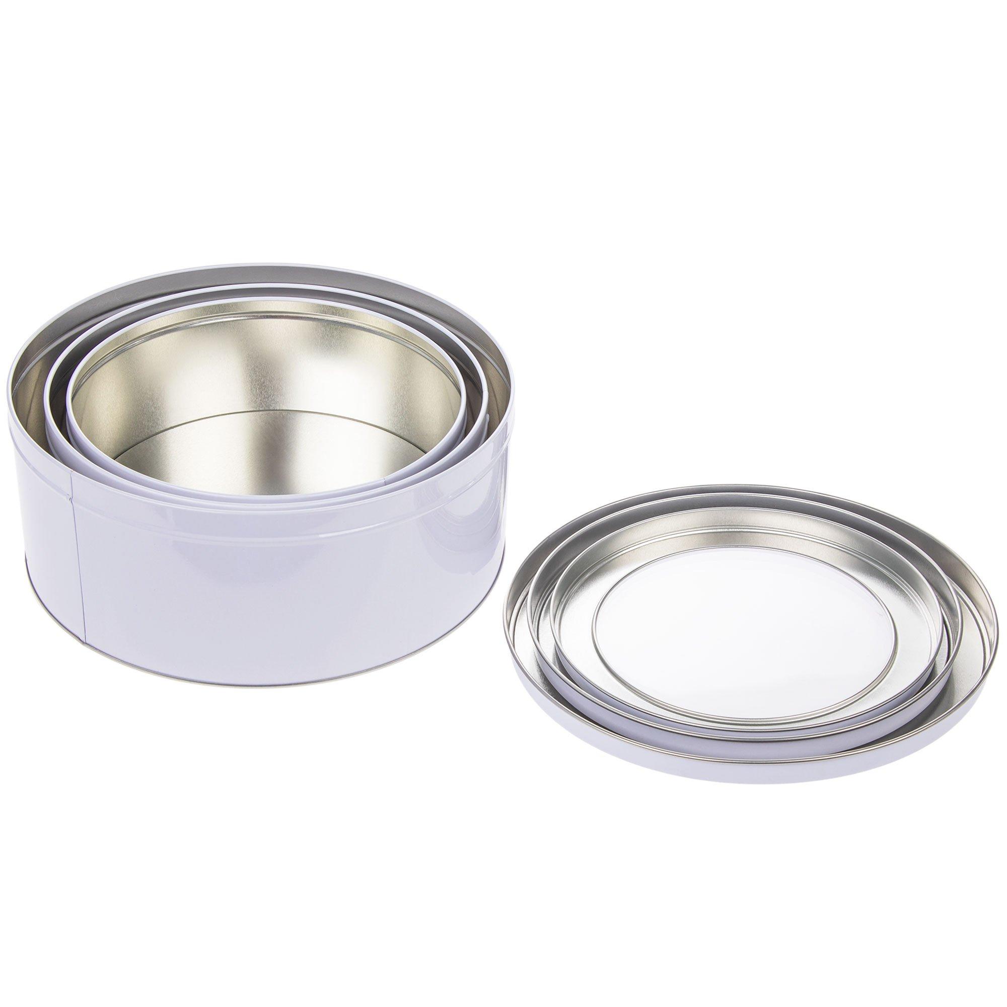 White Round Tin Box Set Hobby Lobby 309740