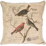 Natural Birds Resting Pillow Cover