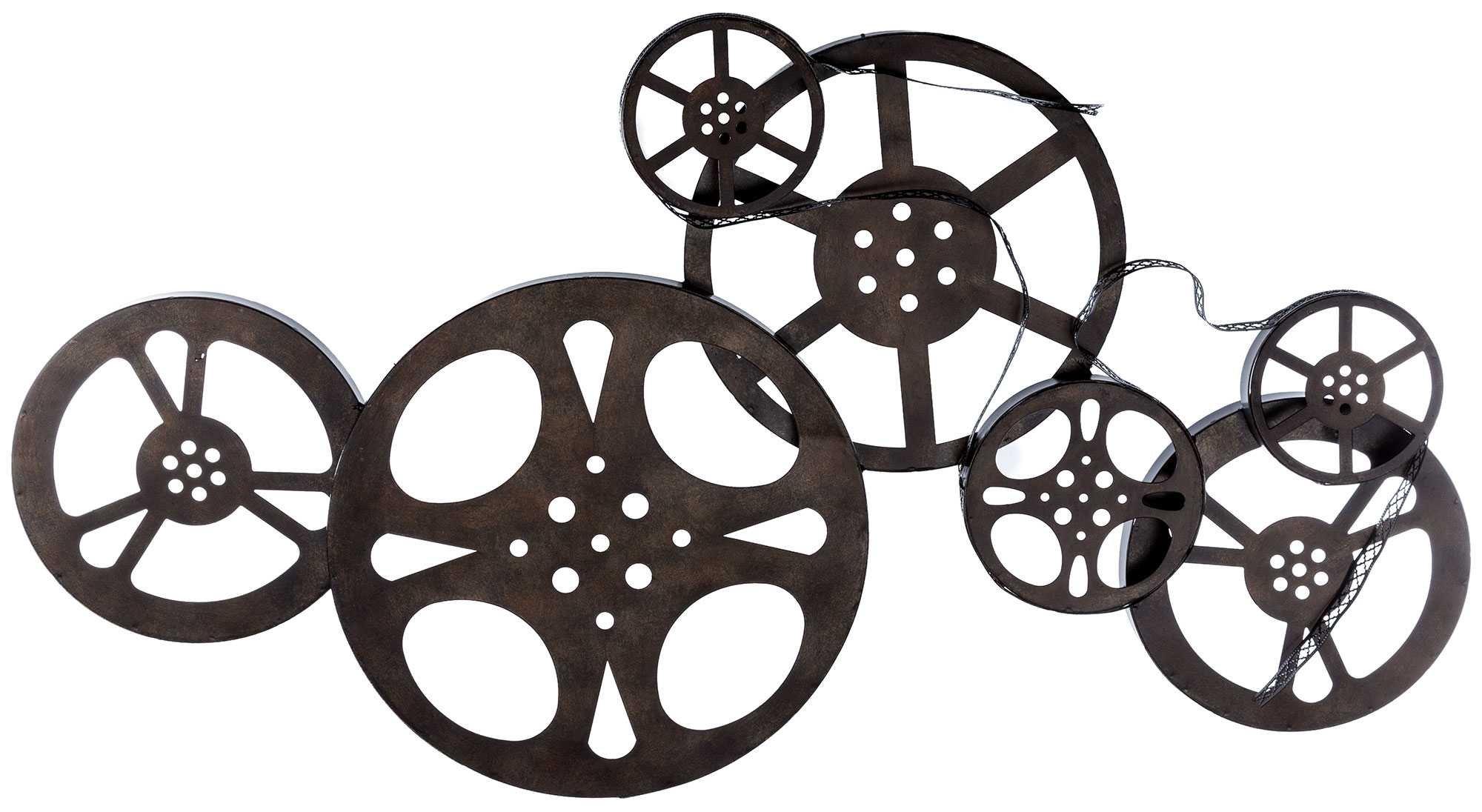 DECORATIVE MOVIE THEATER FILM REELS METAL SCULPTURE-16.5T x 11W