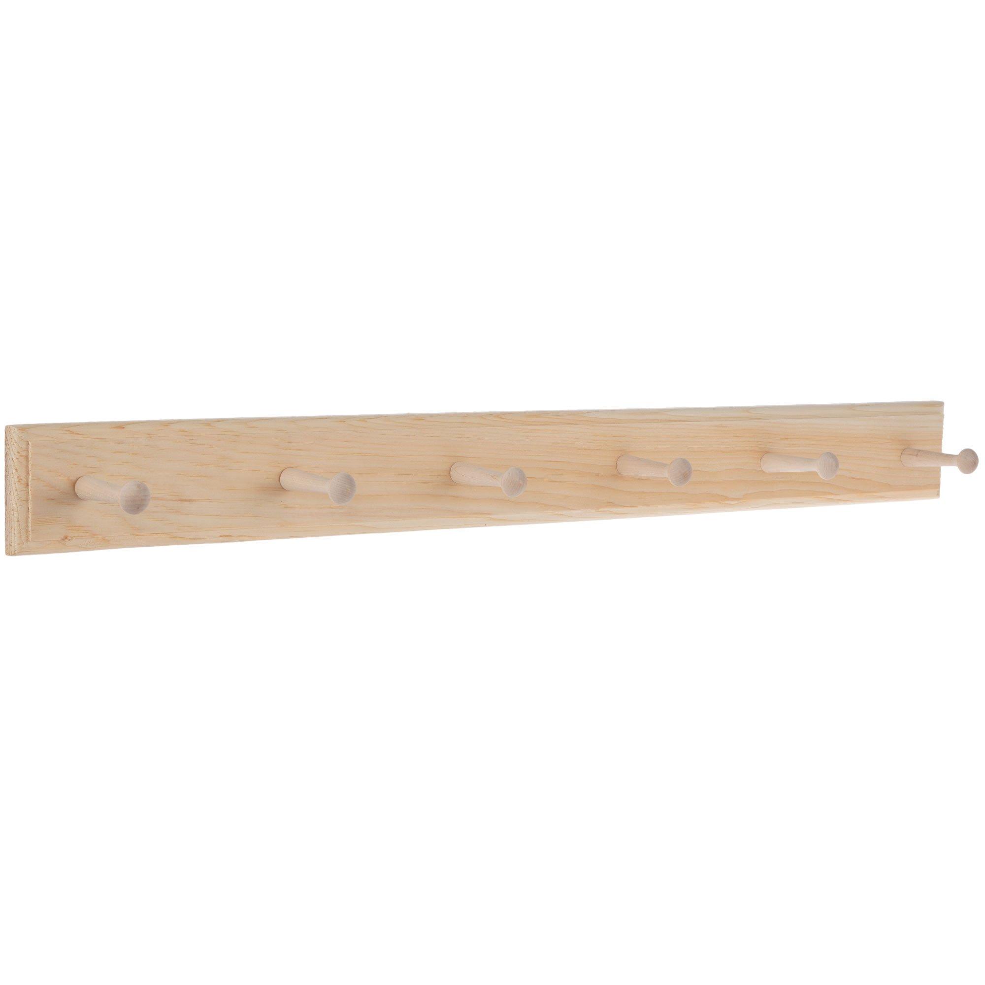 Peg Rack 3' Long, Wood Rack with Six Pegs