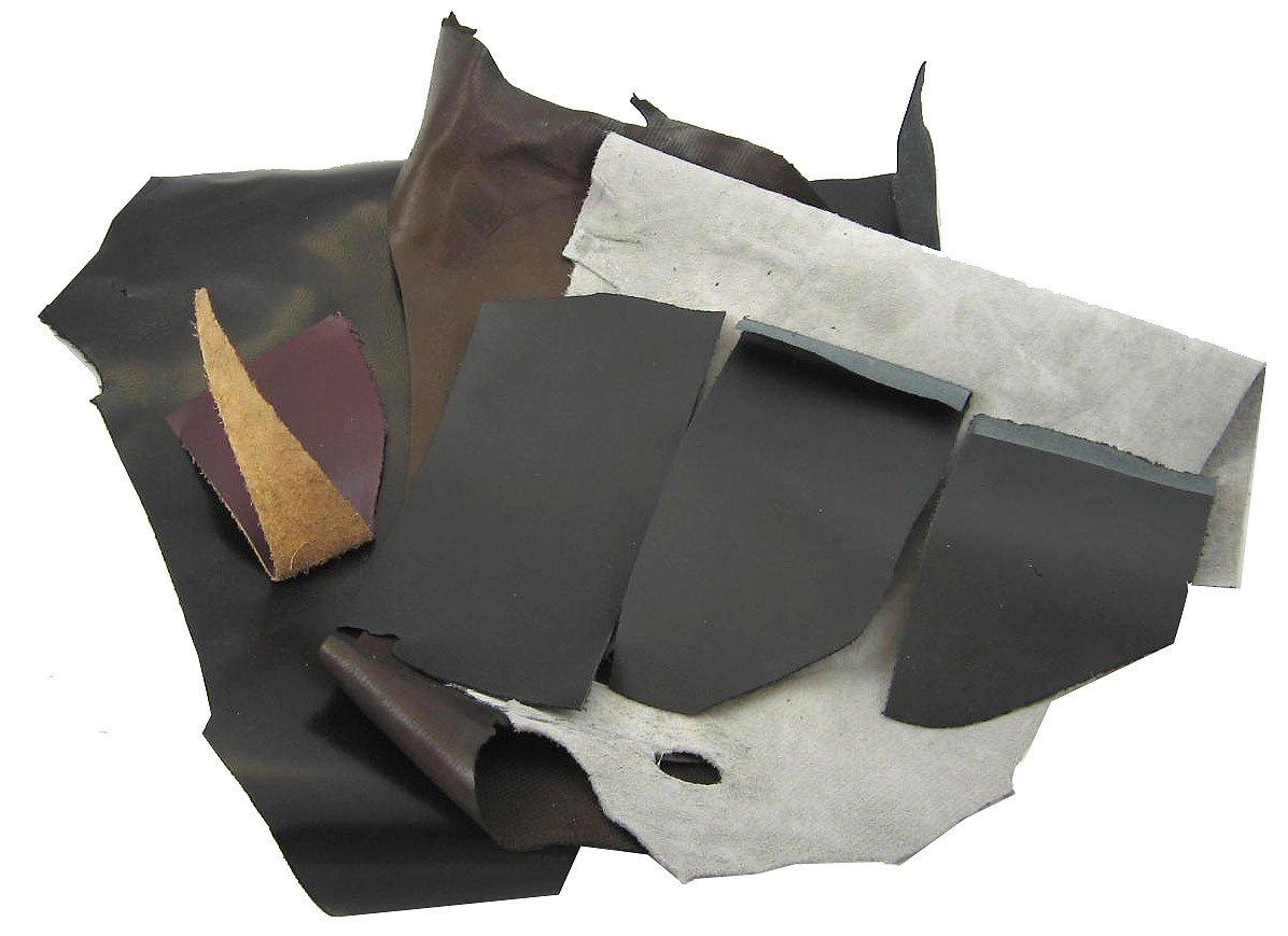 Upon Leather - Genuine Leather Scraps 1 Pound Medium & Large Pieces | 6-7  Square Feet Cowhide remnants for Crafts, Earrings, Jewelry | 15 Pieces or