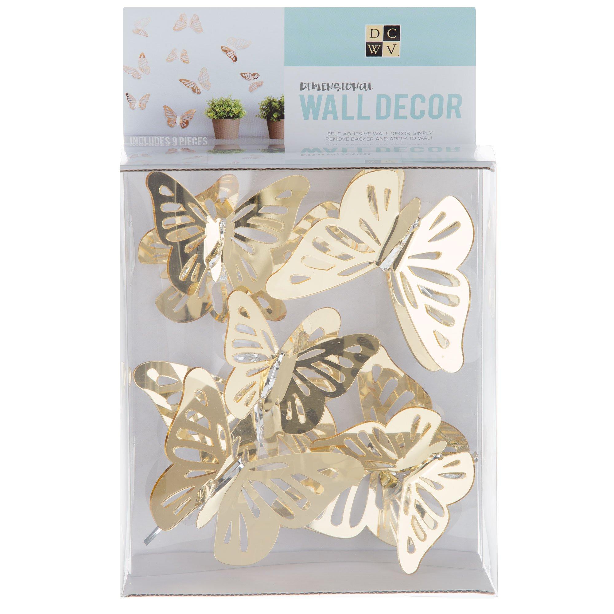 Gold Mirrored 3D Butterfly Peel and Stick Wall Decals 10 Piece by World Market