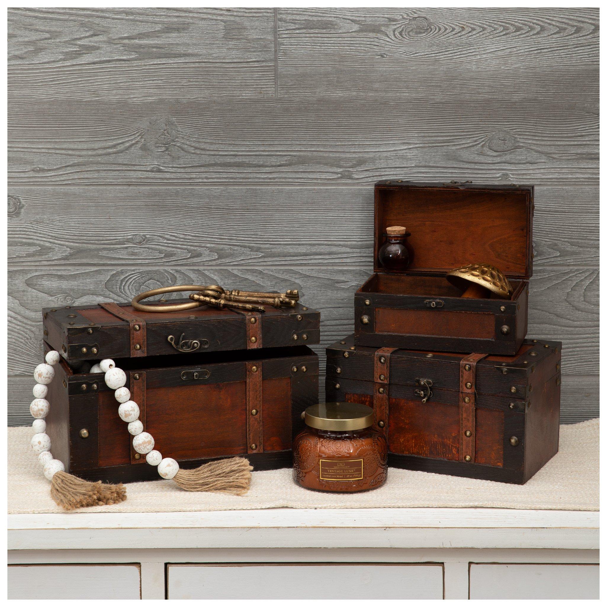 ヴィンテージ　木製BOX3点セット Brown Wood Trunk Box Set | Hobby Lobby | 331934