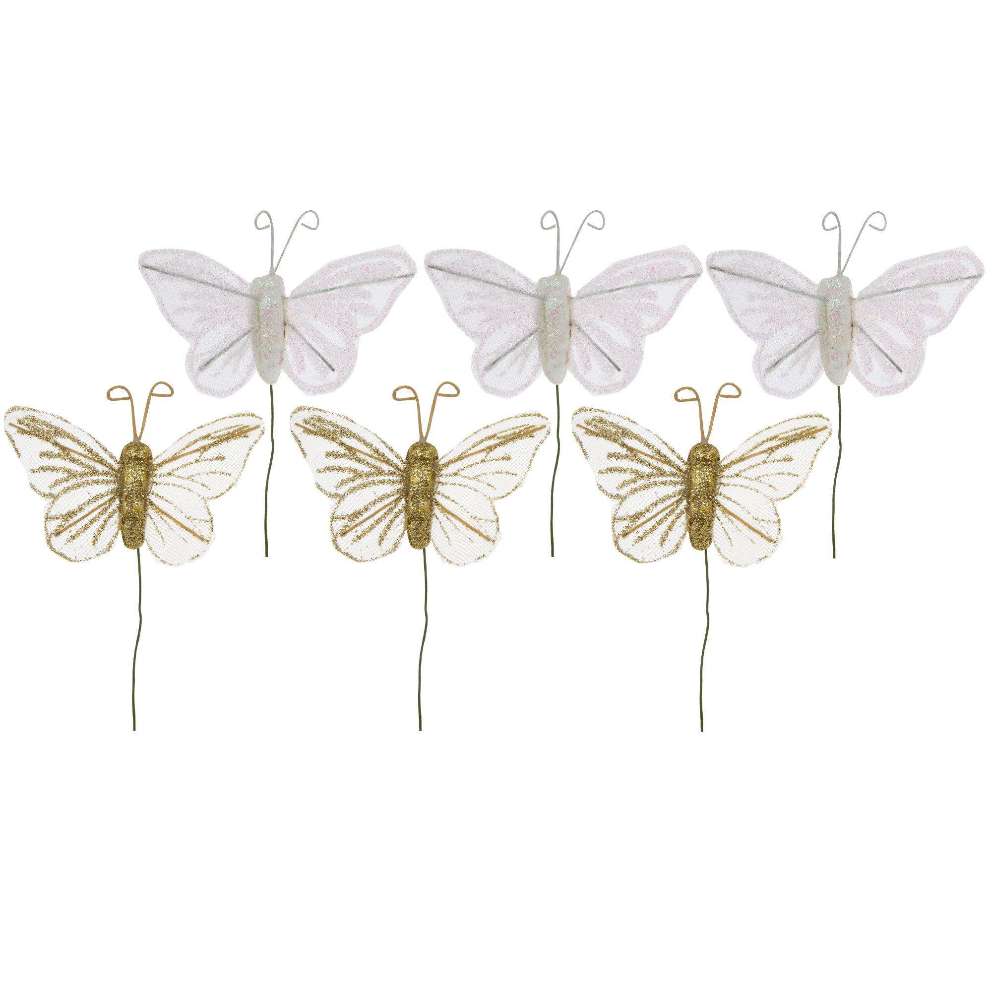 White & Gold Glitter Butterflies Hobby Lobby 334771
