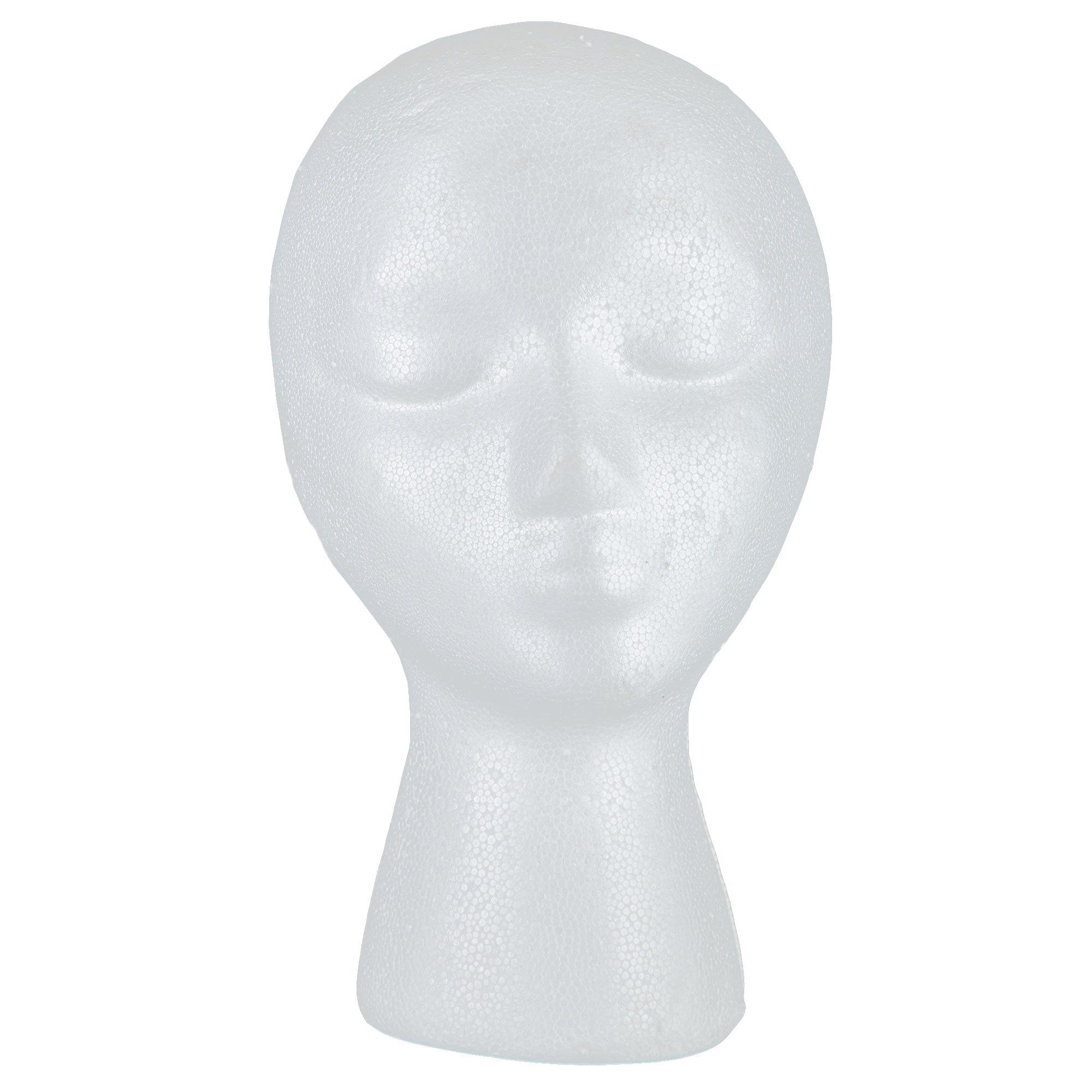 Long Wig Styrofoam Head (20 inch), Size: Medium, White