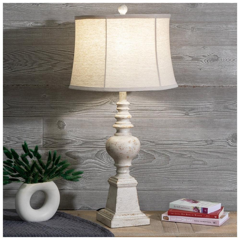 White Vintage Farmhouse Finial Table Lamp