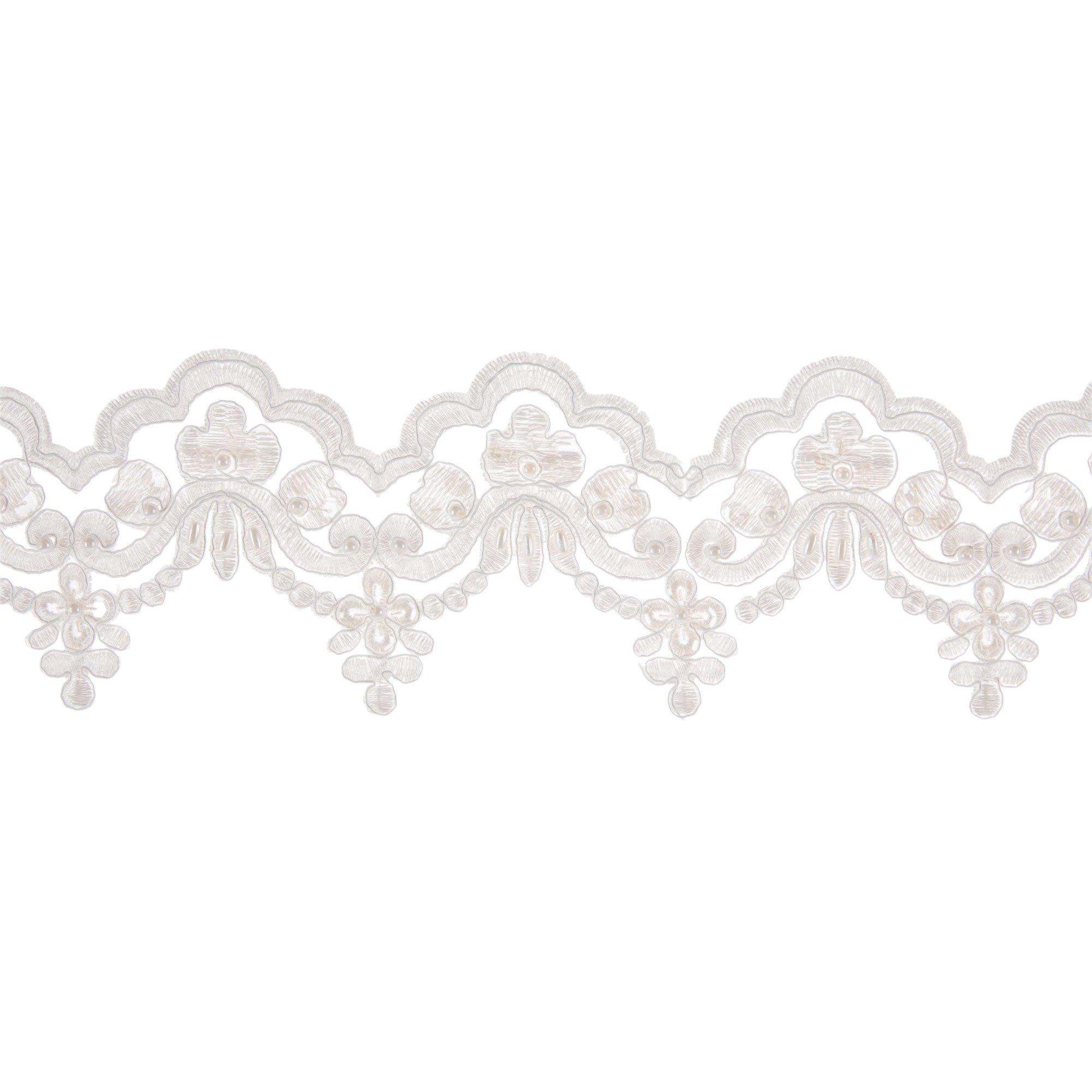 LNS-BBE-193-GREEN. BRIDAL BEADED TRIM - GREEN - 1.5 WIDE