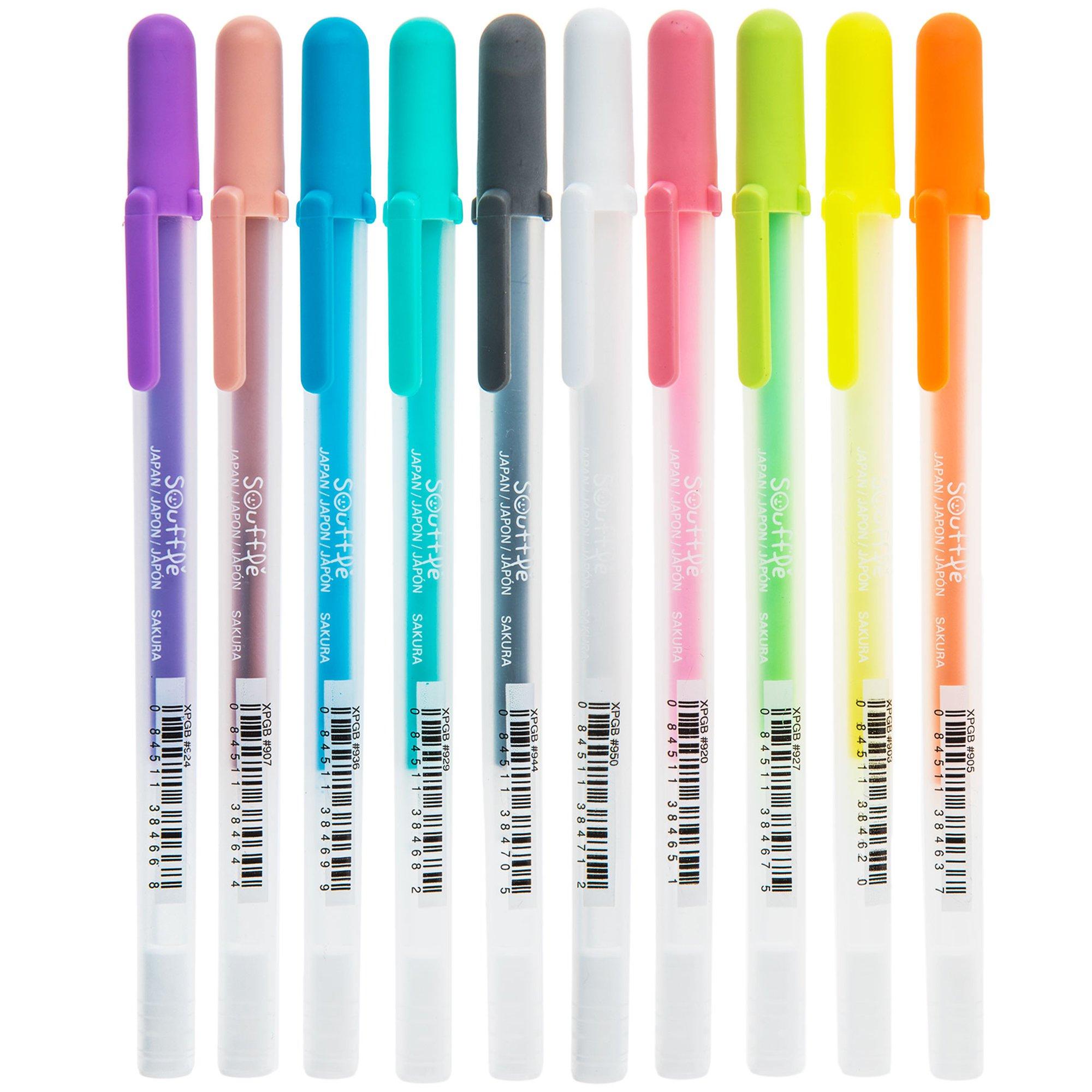  SAKURA Gelly Roll Moonlight 06 Gel Pens - Fine Point Ink Pen  for Journaling, Art, or Drawing - Assorted Fluorescent Ink - Fine Line - 10  Pack
