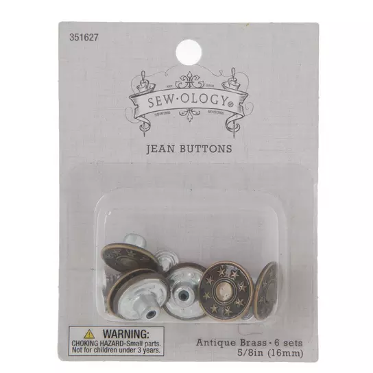 Dritz No-Sew Jean Buttons 11/16 6/Pkg