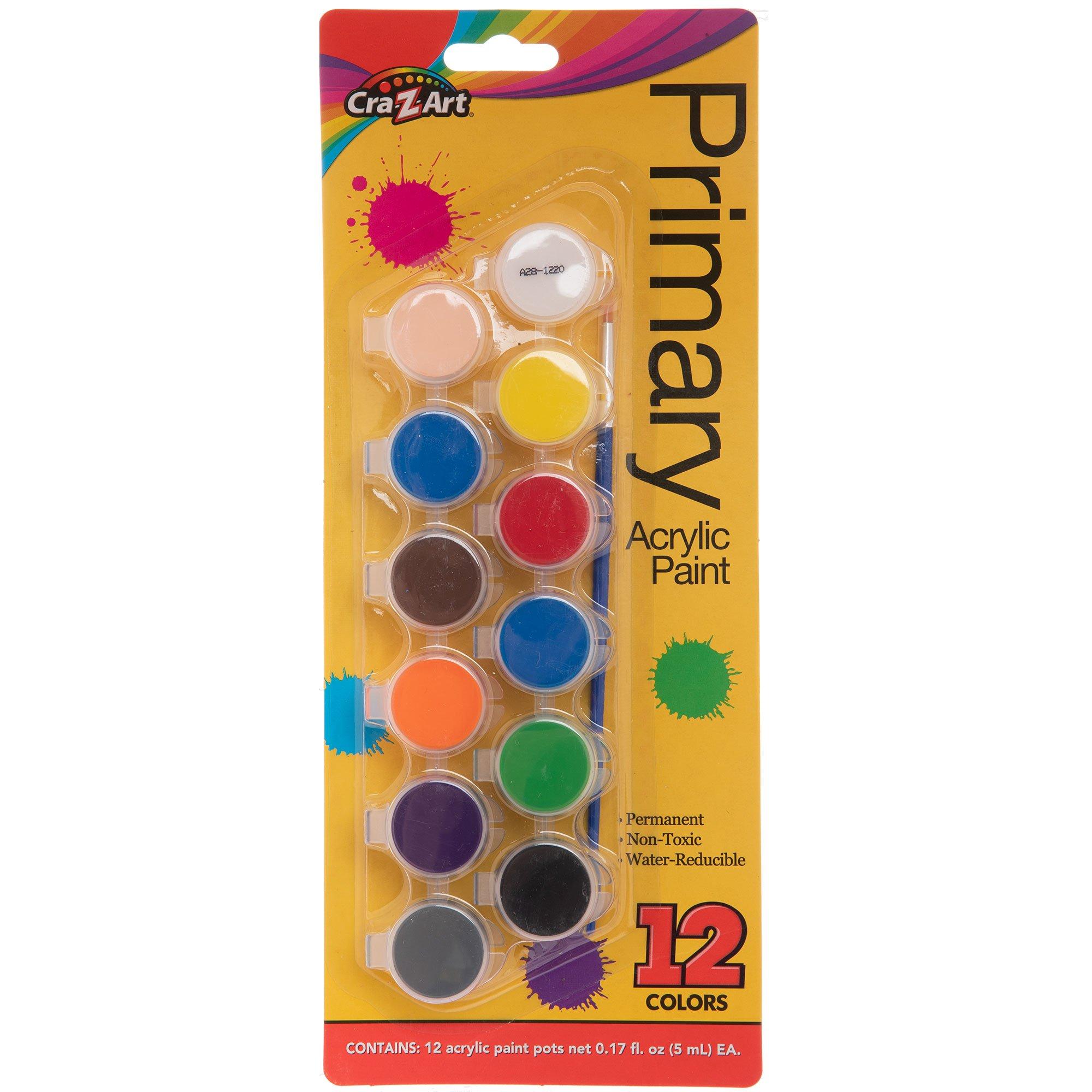 CraZArt Primary Acrylic Paints 12 Piece Set Hobby Lobby 381871