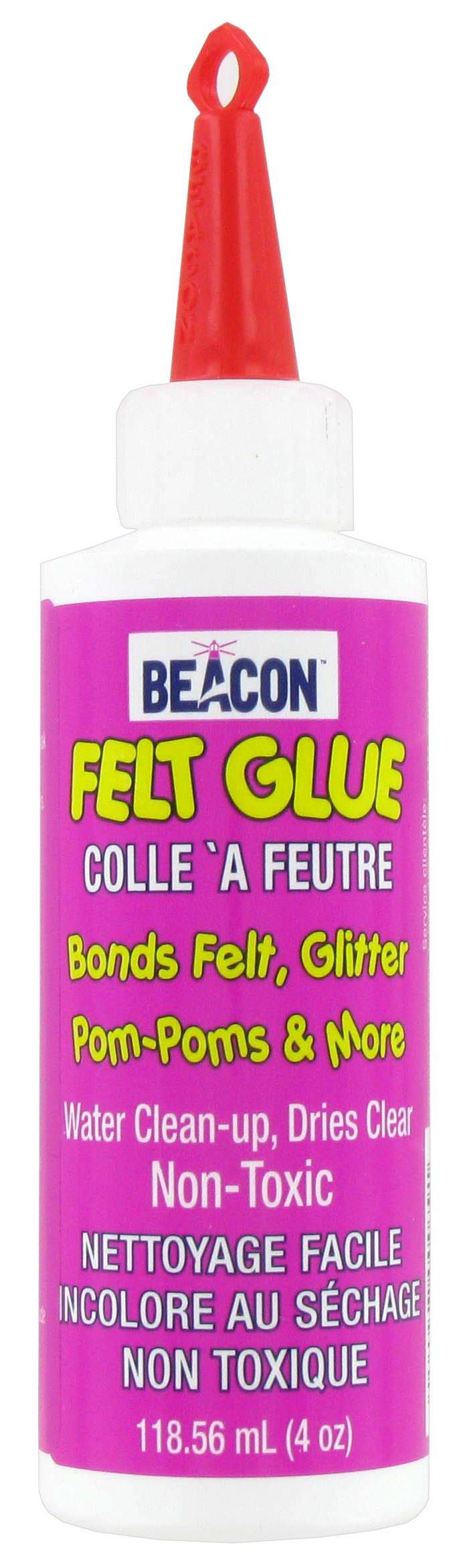  BEACON Felt Glue - Fast Fix for All Felt Projects, Non-Toxic,  Dries Clear, Great for Kids, Washer-Friendly, 4-Ounce