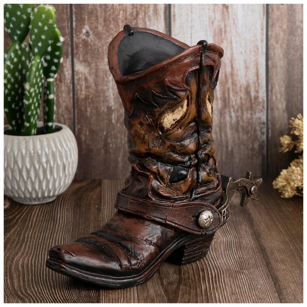 Western Star Spur Cowboy Boot Vase