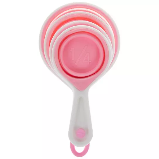 White & Pink Collapsible Measuring Cups, Hobby Lobby