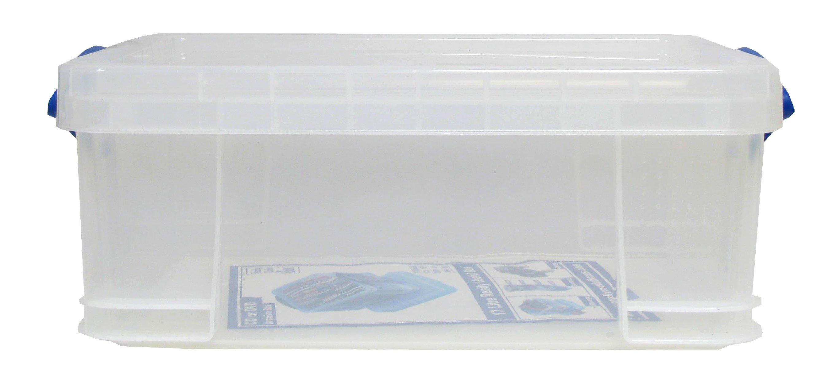 Really Useful Box 17l Plastic Stackable Storage Container W/ Snap Lid &  Built-in Clip Lock Handles For Home & Office Organization, Clear (10 Pack)  : Target