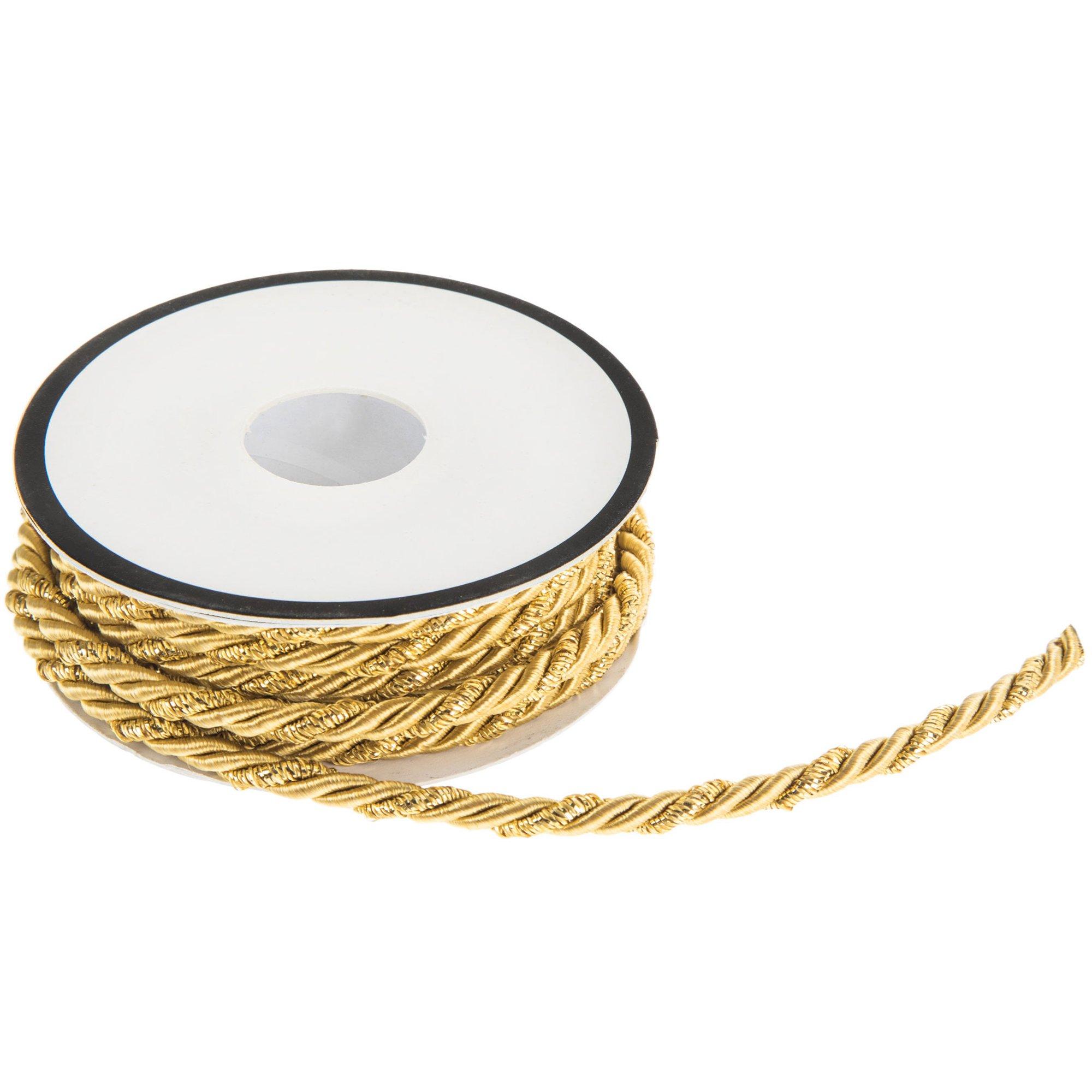 Tenn Well 5mm Twisted Cord Trim, 59 Feet Gold Decorative Rope for