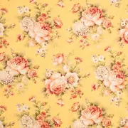 Roses On Yellow Cotton Calico Fabric