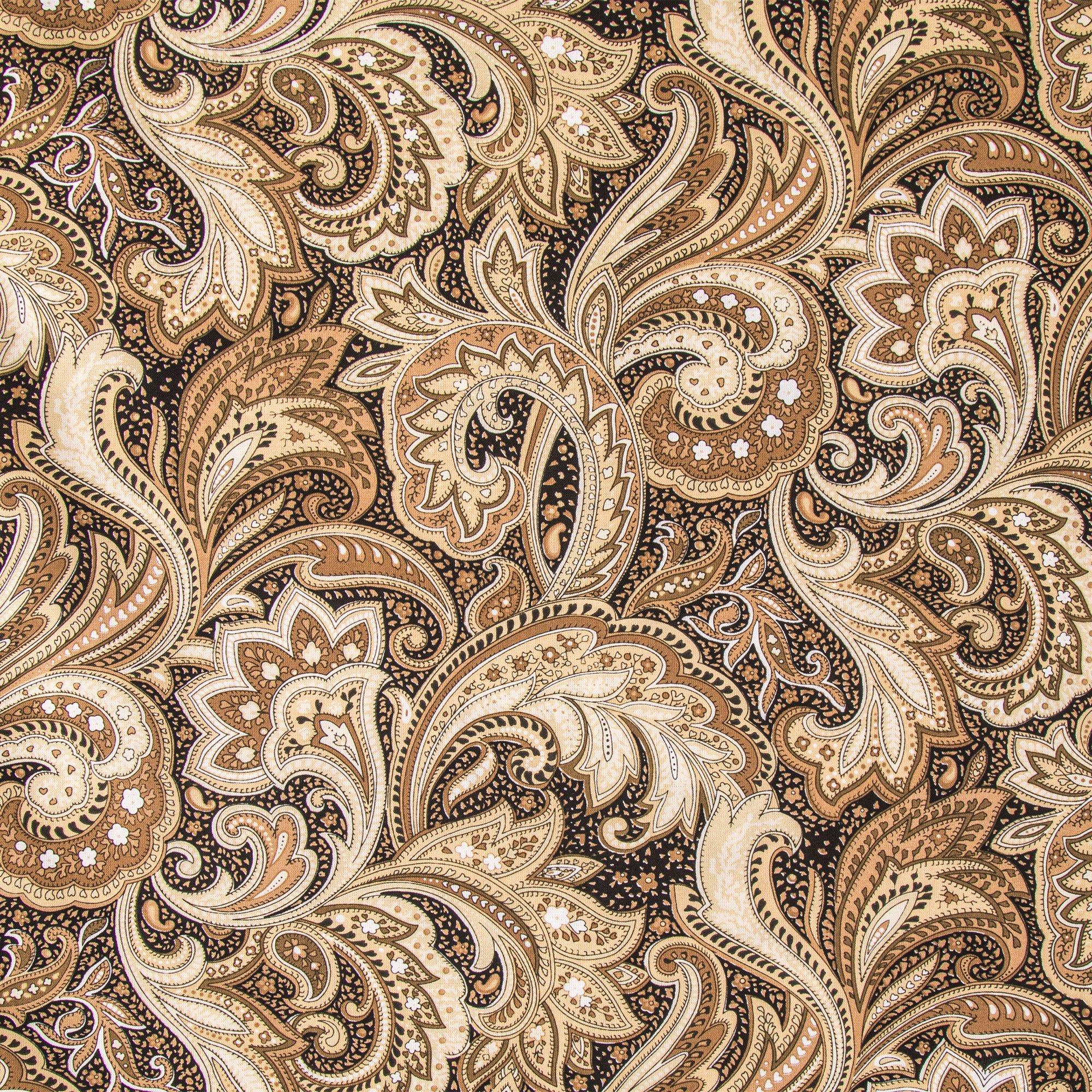 Perugina Paisley Black & Khaki Cotton Calico Fabric | Hobby Lobby