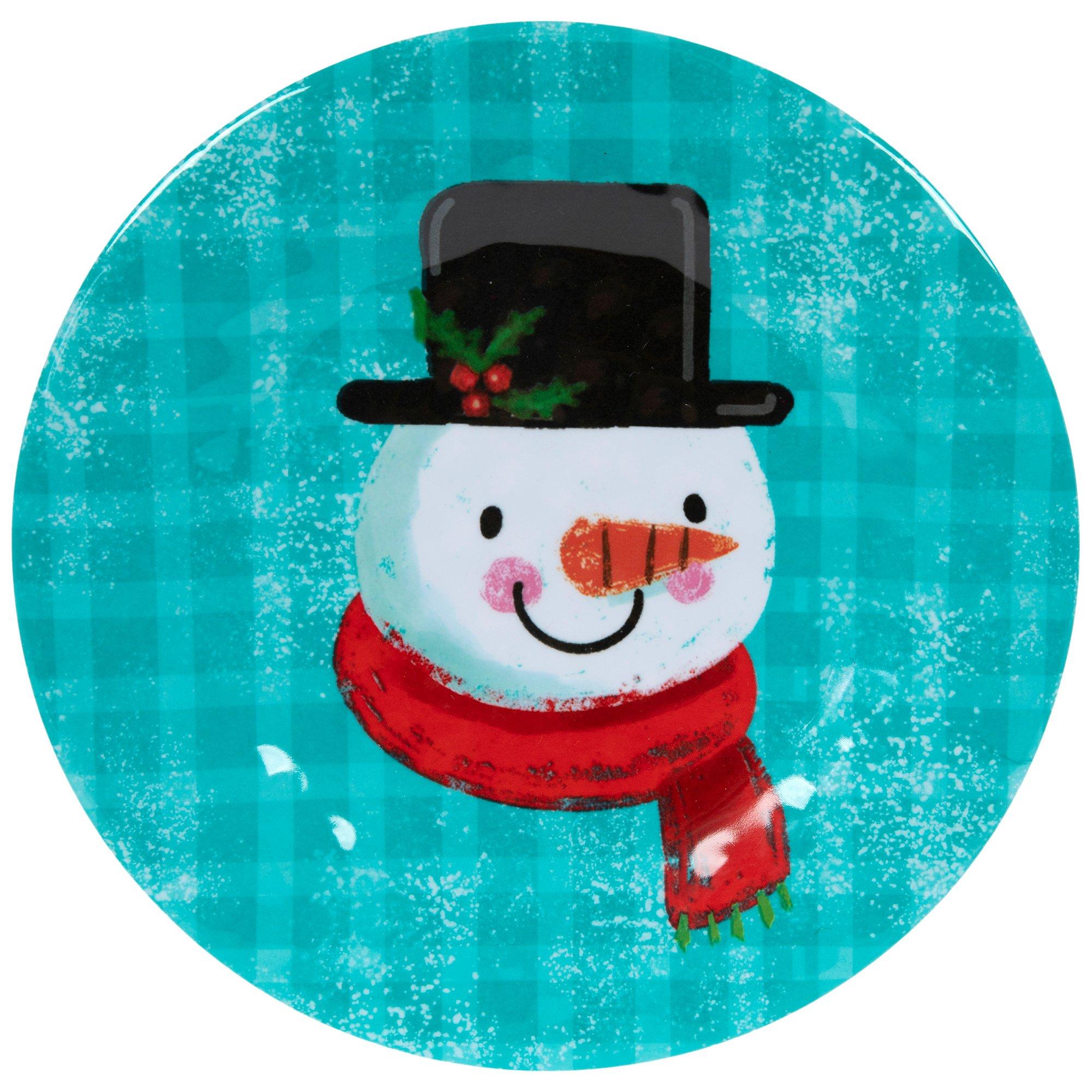 Gingham Snowman Plate view 1