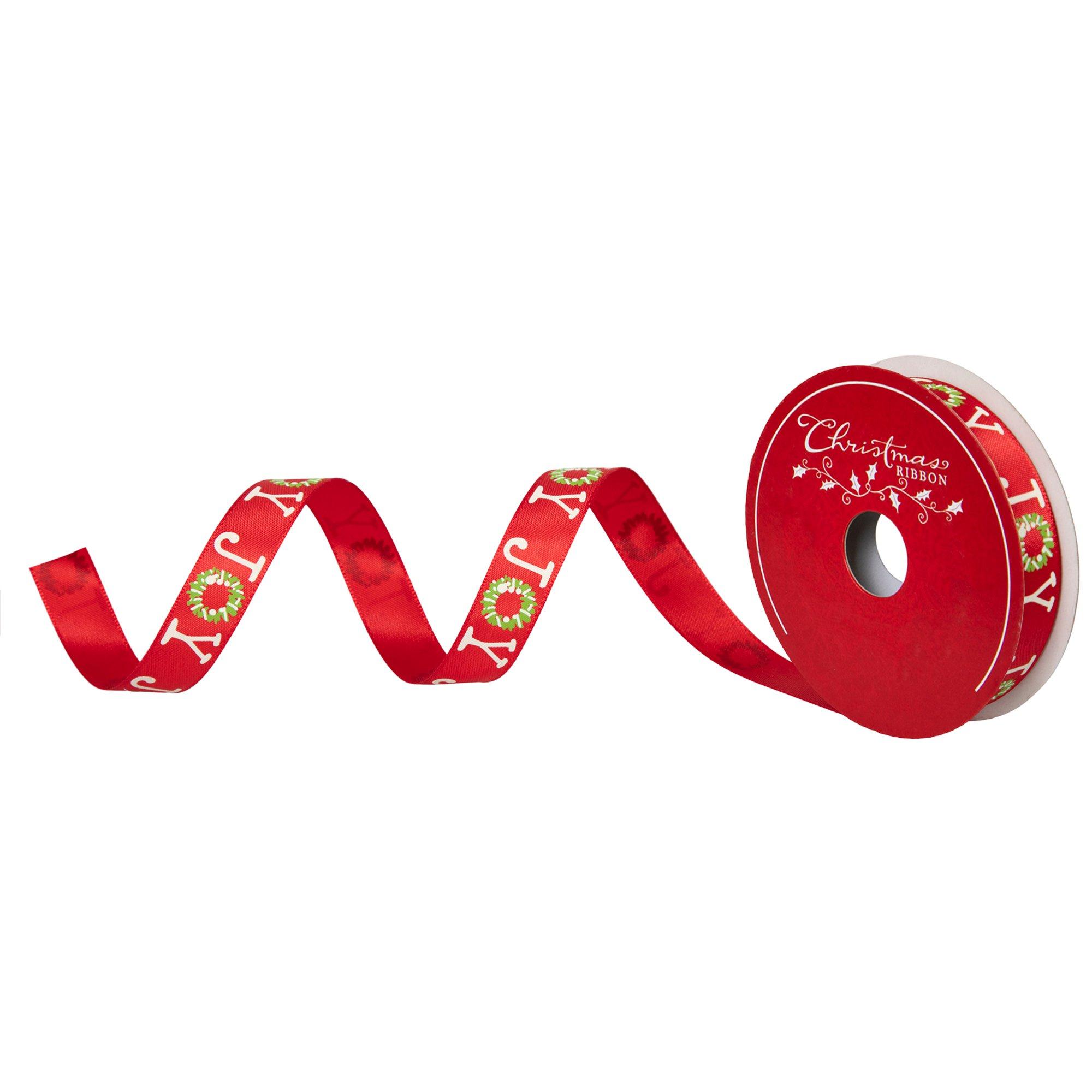 Joy Wreath Satin Ribbon - 5/8