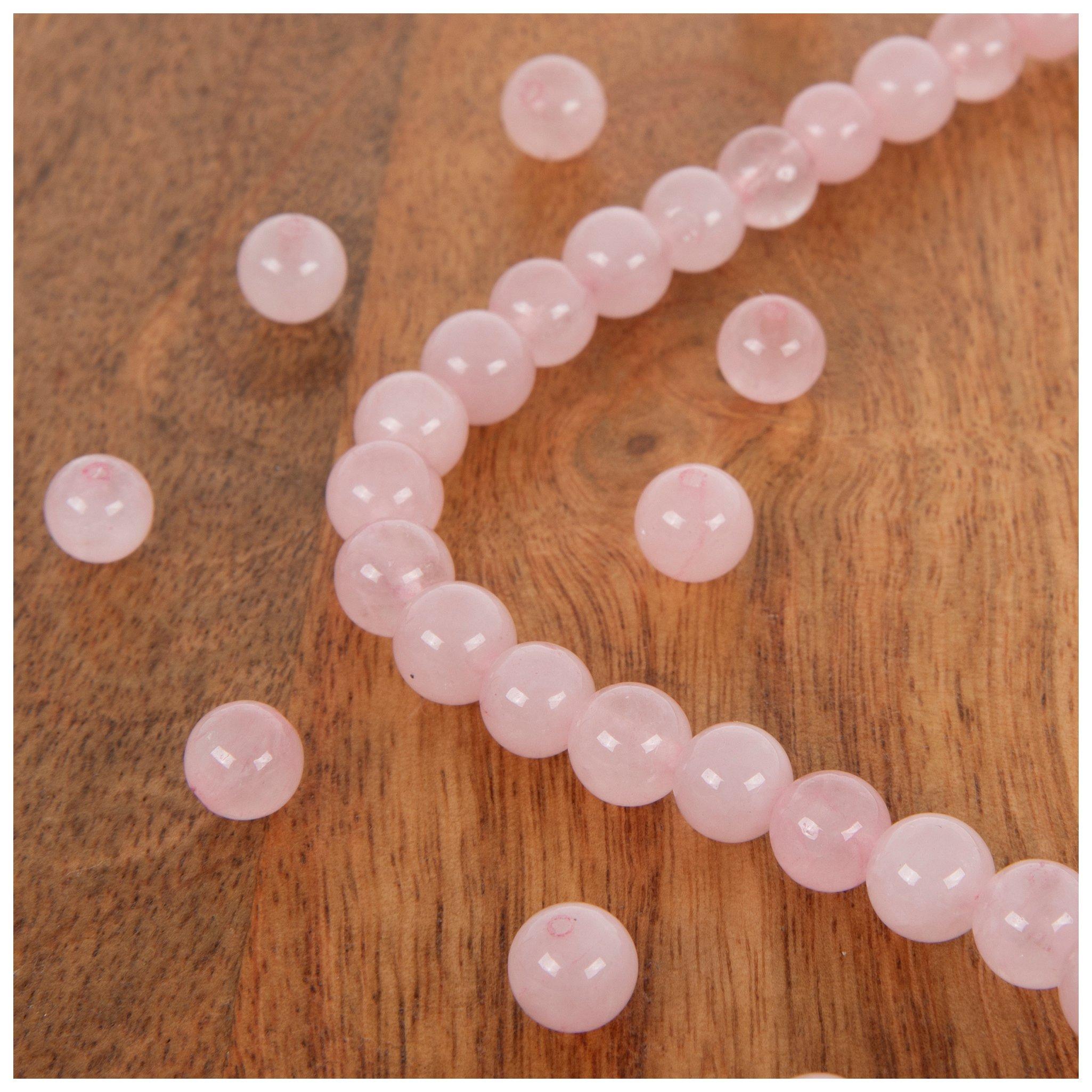 Rose Quartz Dyed Round Bead Strand view 1