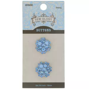 3 Sew-ology Decorative Rhinestone Sewing Buttons, New on Original Cards,  Two 15/16 Inch 513523 & One 1 1/2 1096221 Silver in Color 