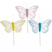Pink, Yellow & Blue Glitter Mesh Butterflies