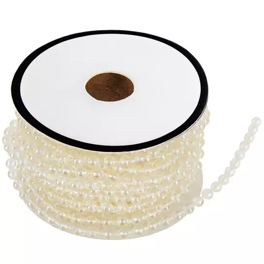 PEARL TRIM STRING PLASTIC BEAD ACCENT SPOOLS LOT OF 2 ~ 5MM ~ 3MM FOR  CRAFTING