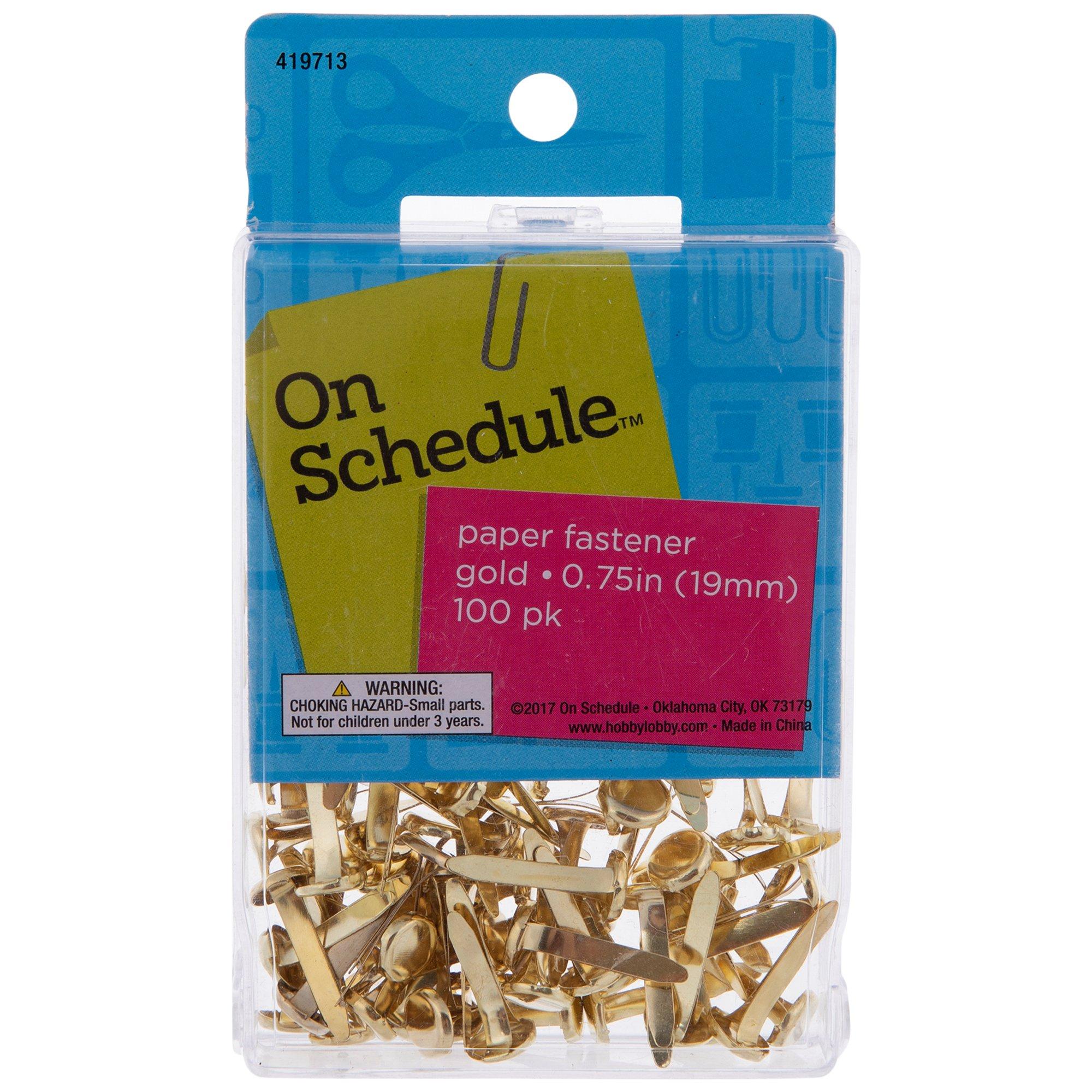 100 X Gold Paper Fasteners Split Pins 19mm / 8mm Head 