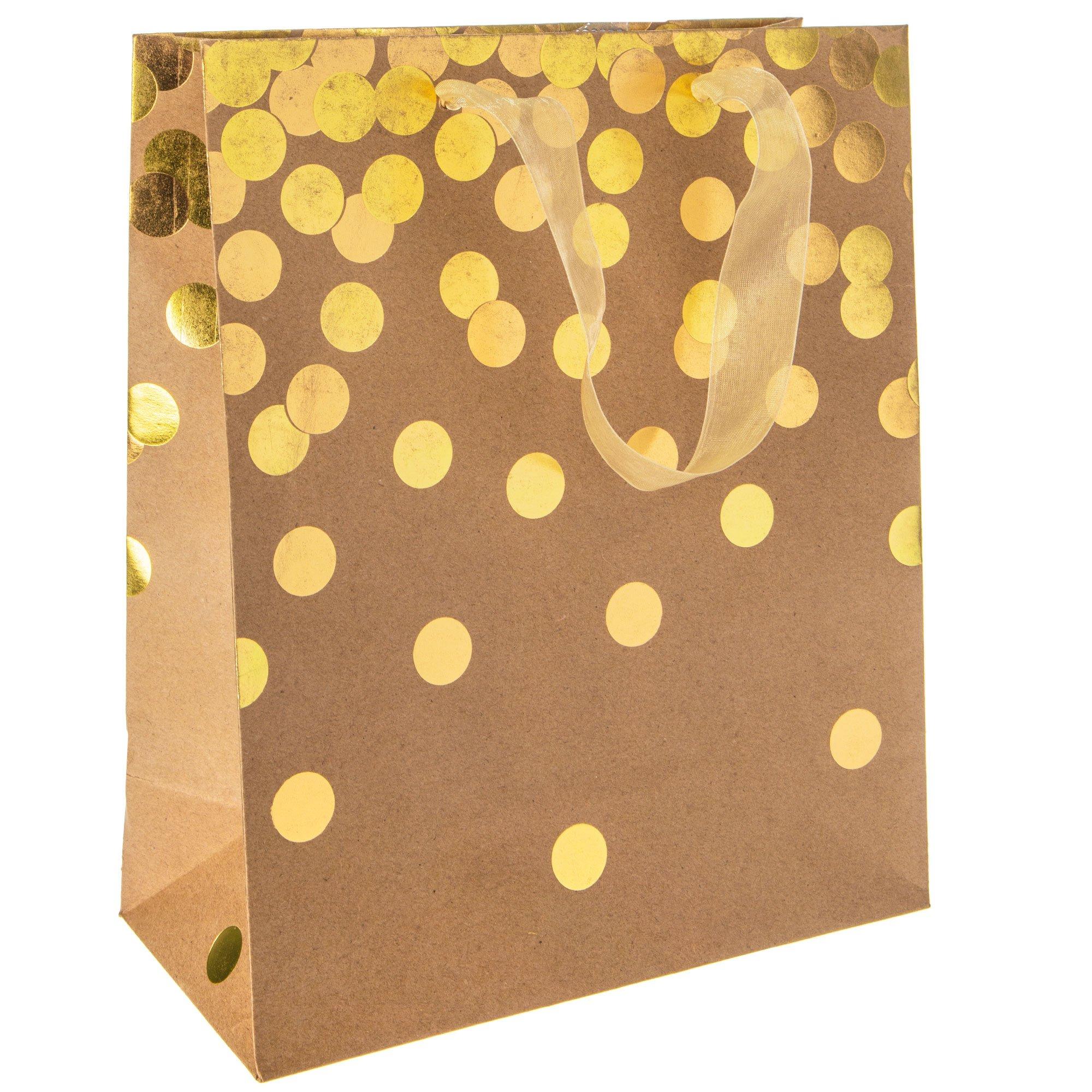 Kraft & Gold Foil Confetti Dot Gift Bag Hobby Lobby 425900