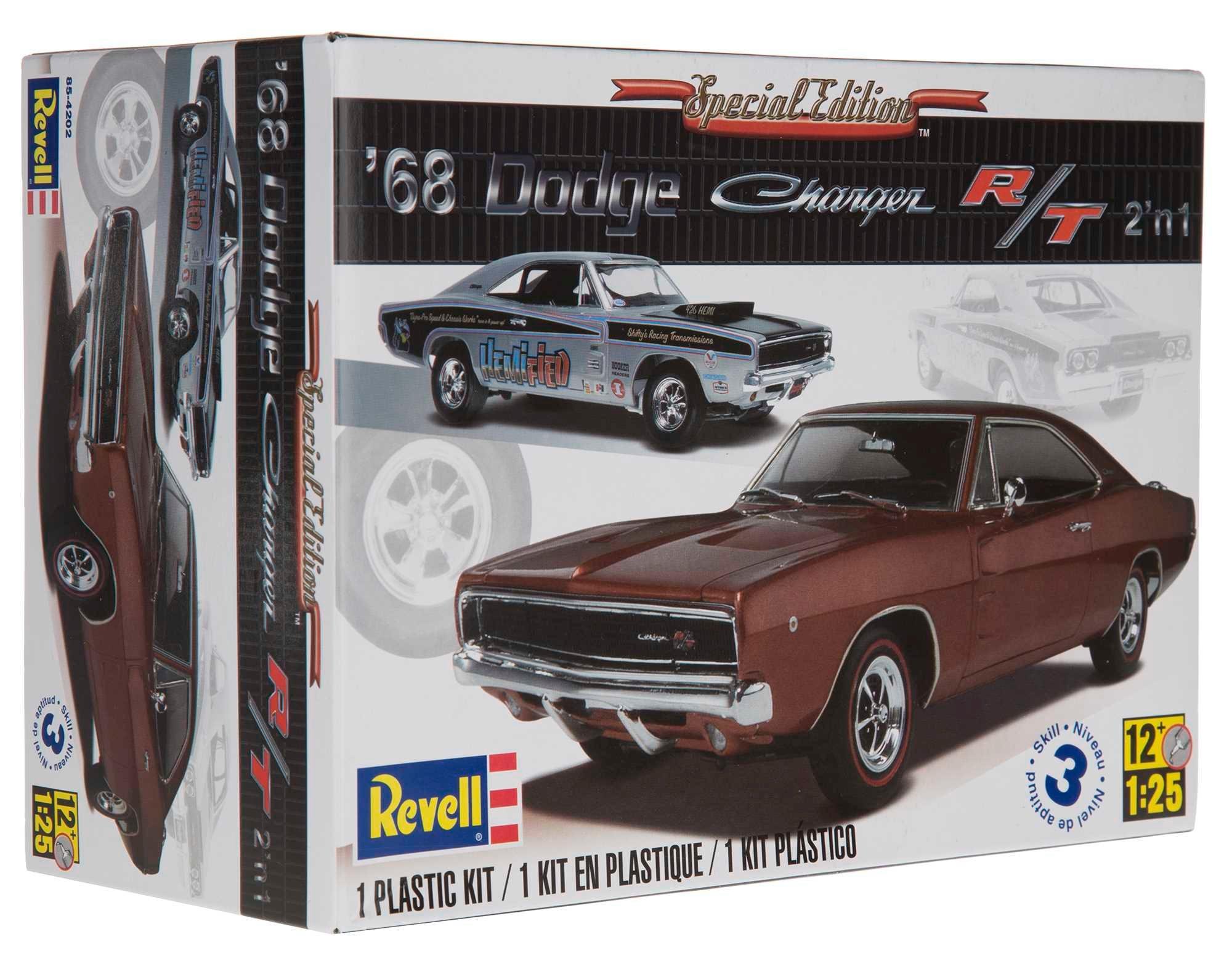 REVELL 1968 DODGE CHARGER 2N1 MODEL CAR KIT SCALE 1/25 LEVEL 5