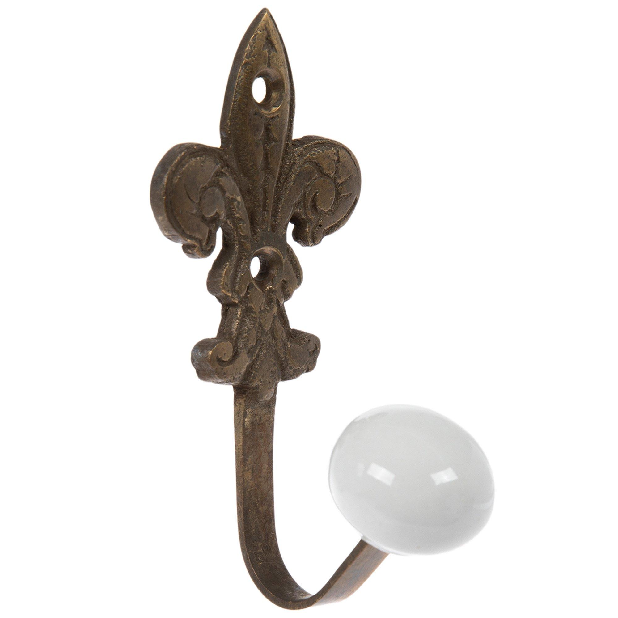 Antique Bronze Fleur-De-Lis Metal Wall Hook view 1